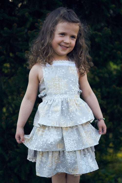 Winter motive kids apron with snowflake print, Cottom-Poly mix | TeaLu