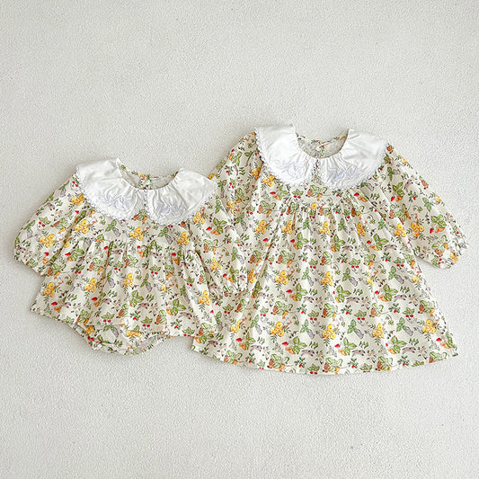 Autumn Doll Neck Long Sleeve Sweet Style Dress Onesies